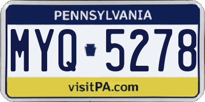 PA license plate MYQ5278
