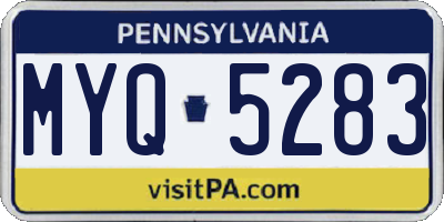 PA license plate MYQ5283