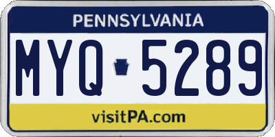 PA license plate MYQ5289