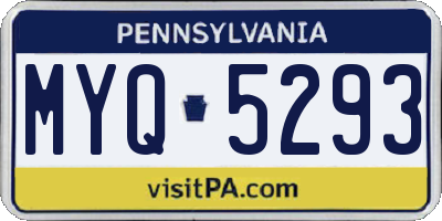 PA license plate MYQ5293