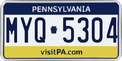 PA license plate MYQ5304