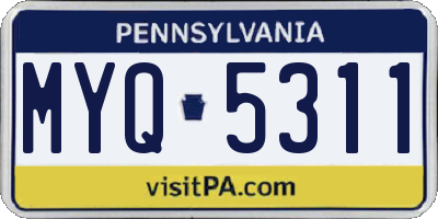 PA license plate MYQ5311
