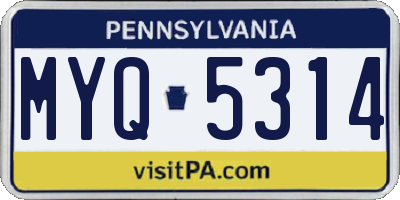 PA license plate MYQ5314