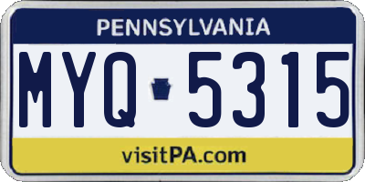 PA license plate MYQ5315