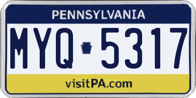 PA license plate MYQ5317