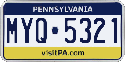 PA license plate MYQ5321