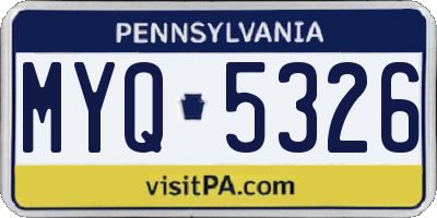 PA license plate MYQ5326