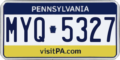 PA license plate MYQ5327