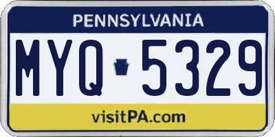 PA license plate MYQ5329
