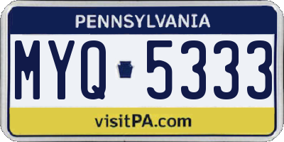 PA license plate MYQ5333