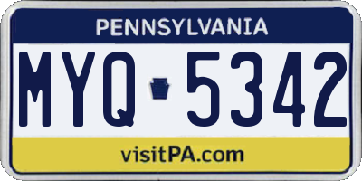PA license plate MYQ5342