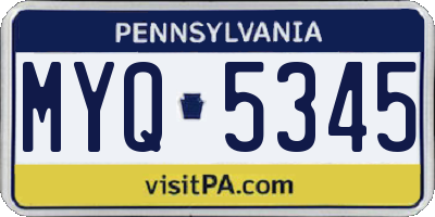 PA license plate MYQ5345