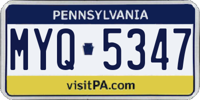 PA license plate MYQ5347