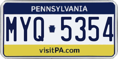 PA license plate MYQ5354