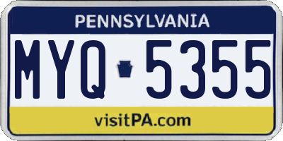 PA license plate MYQ5355