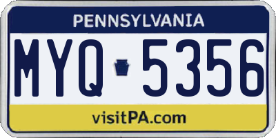 PA license plate MYQ5356