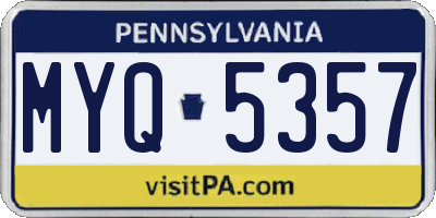 PA license plate MYQ5357
