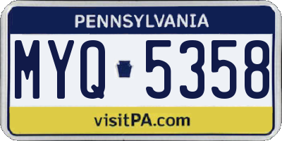 PA license plate MYQ5358