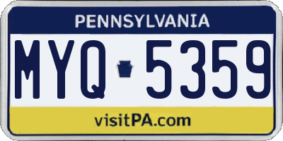 PA license plate MYQ5359