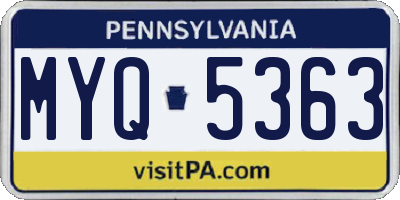 PA license plate MYQ5363