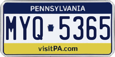 PA license plate MYQ5365