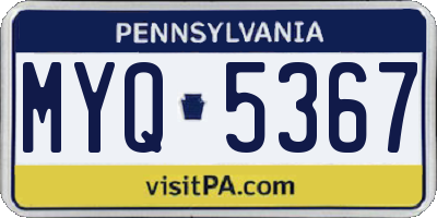 PA license plate MYQ5367