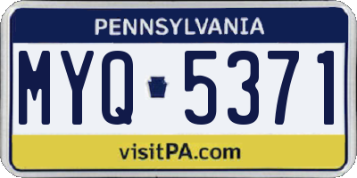 PA license plate MYQ5371