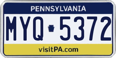 PA license plate MYQ5372