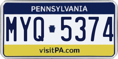 PA license plate MYQ5374