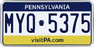 PA license plate MYQ5375