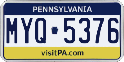 PA license plate MYQ5376