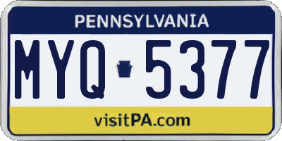 PA license plate MYQ5377