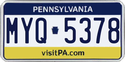 PA license plate MYQ5378