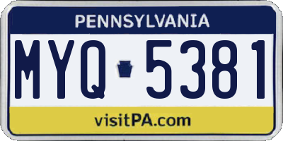 PA license plate MYQ5381