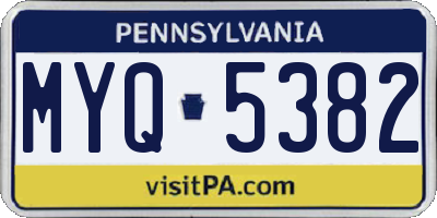 PA license plate MYQ5382