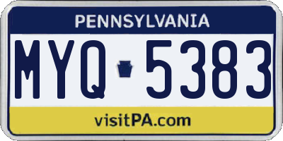 PA license plate MYQ5383