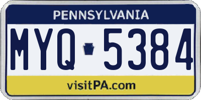 PA license plate MYQ5384
