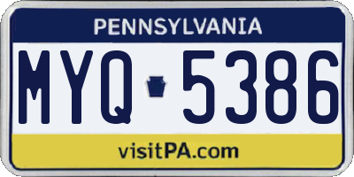 PA license plate MYQ5386