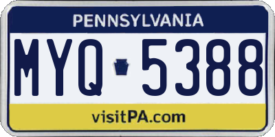 PA license plate MYQ5388