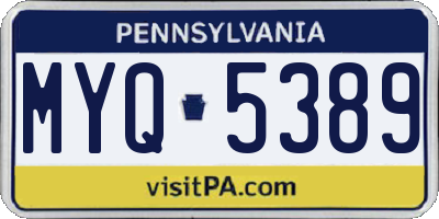 PA license plate MYQ5389