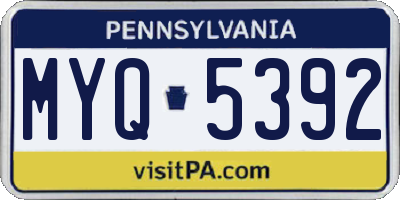 PA license plate MYQ5392