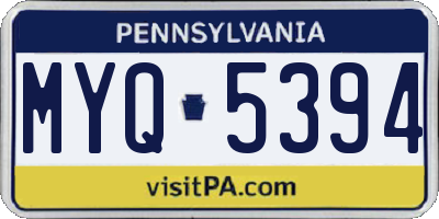 PA license plate MYQ5394