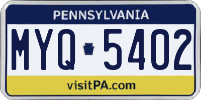 PA license plate MYQ5402