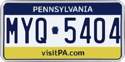 PA license plate MYQ5404