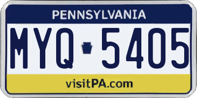 PA license plate MYQ5405