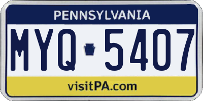 PA license plate MYQ5407
