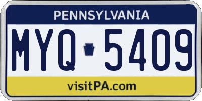 PA license plate MYQ5409