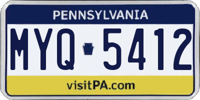 PA license plate MYQ5412