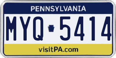 PA license plate MYQ5414