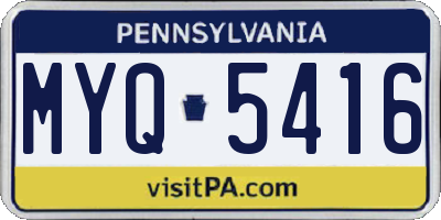 PA license plate MYQ5416